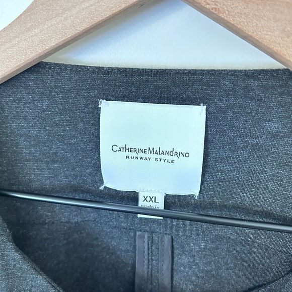 Catherine Malandrino Moto Jacket Size XXL Gray Knit Asymmetric Zipper Layering - Picture 3 of 8